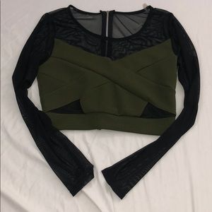 Green & Black Crop Top